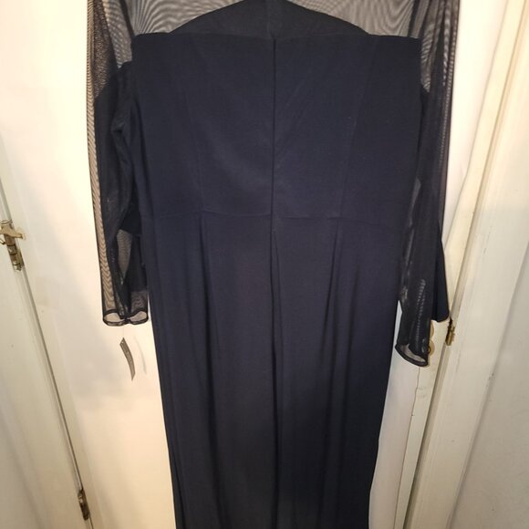 R & M Richards Pants - R & M Richards Black Jumpsuit with Sheer Sleeves